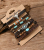 Chestnut 6 Piece Western Bull Skull Turquoise Beading Bracelet Dear-Lover Dropshipping