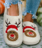 White Christmas Deer Home Indoor Plush Slippers Dear-Lover Dropshipping