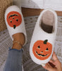White Halloween Pumpkin Print Plush Slippers (Runs Small, Size Up) Dear-Lover Dropshipping