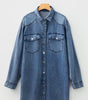Blue Beau Chest Pocket Raw Hem Denim Loose Shirt Dress Markonline