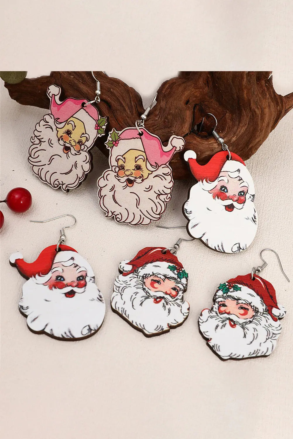 White 3 Pairs Christmas Santa Clause Pendant Hook Earrings Dear-Lover Dropshipping