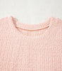 Light Pink Fuzzy Ribbed Texture Round Neck Long Sleeve Top Markonline