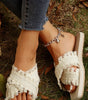 Beige Tassel Woven Crossed Straps Flat Slippers Dear-Lover Dropshipping