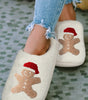 White Christmas Gingerbread Man Plush Home Slippers Dear-Lover Dropshipping