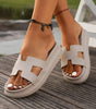 Beige Cutout Design Open Toe Platform Slippers (Run Small, Size Up) Dear-Lover Dropshipping