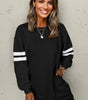 Black Varsity Contrast Banded Sleeve Shift Sweatshirt Dress Markonline