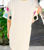 White Floral Crochet Splicing Sleeve T Shirt Dress Markonline