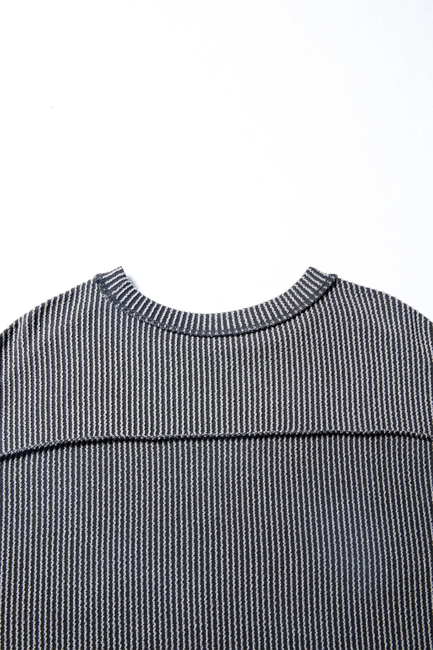 Black Twist Ribbed Exposed Seam Detail Long Sleeve Loose Top Dear-Lover Dropshipping