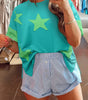Aruba Blue Frayed Denim Star Patched Oversize T Shirt Markonline