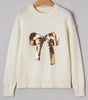 White Sequined Bow Graphic Christmas Holiday Sweater Dear-Lover Dropshipping