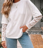 White Lace Long Sleeve Insert Drop Shoulder Tee Markonline