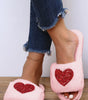 Pink Sequin Heart Shaped Slip On Plush Slippers Dear-Lover Dropshipping