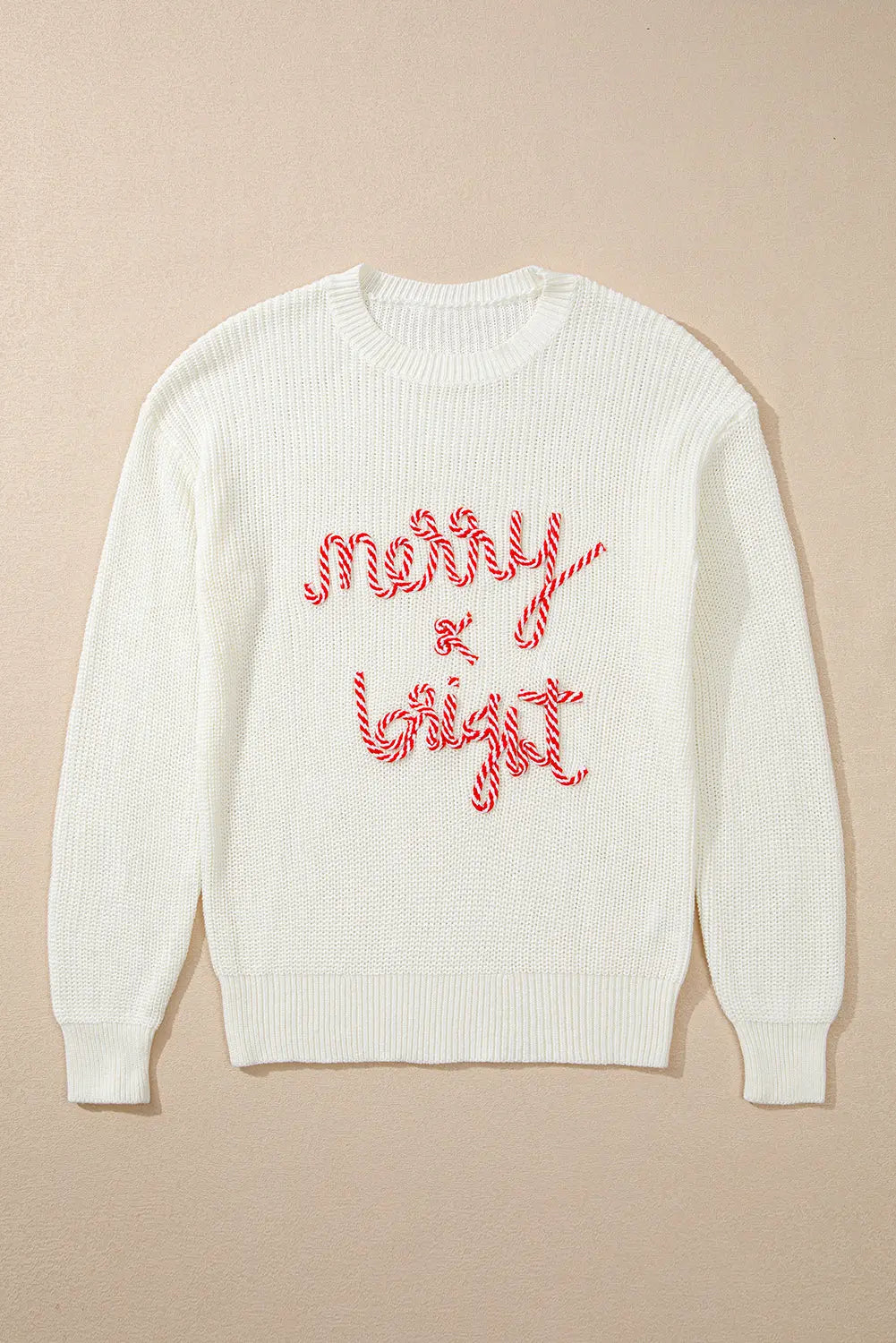 White Striped Merry Bright Letter Christmas Sweater Dear-Lover Dropshipping