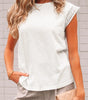 White Lace Patchwork Cap Sleeve Round Neck T Shirt Markonline