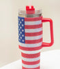 Red Rhinestone American Flag Print Handled 40oz Thermos Tumbler Dear-Lover Dropshipping