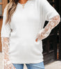 Beige Lace Sleeve Patchwork Faux Two-piece Fuzzy Sweater Dear-Lover Dropshipping