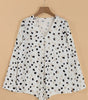 White Polka Dot Print Button Front V Neck Blouse Dear-Lover Dropshipping