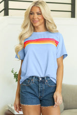 Beau Blue Striped Patch Front Casual Tee Markonline