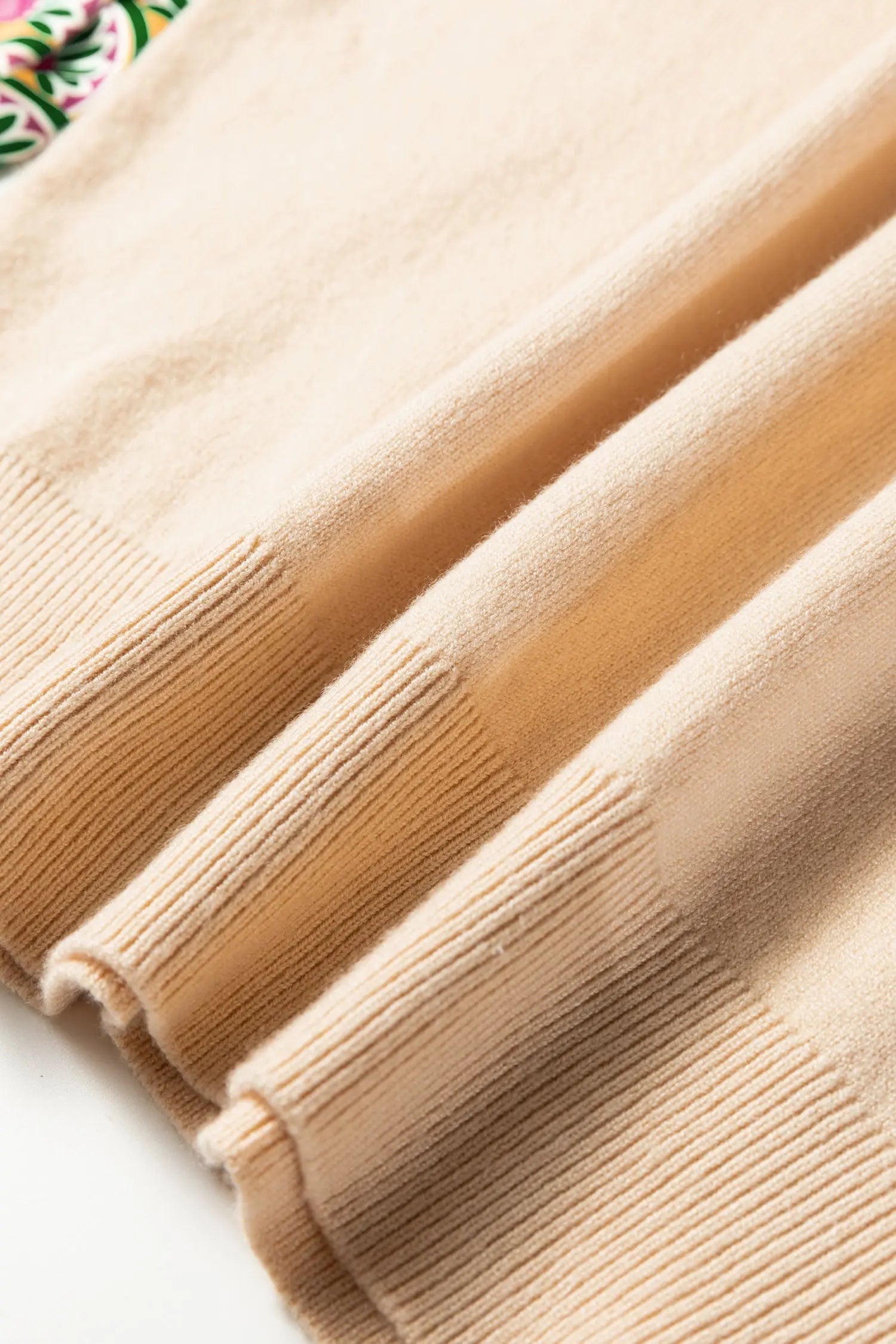 Apricot Floral Patchwork Shirred Cuff Puff Sleeve Sweater Dear-Lover Dropshipping