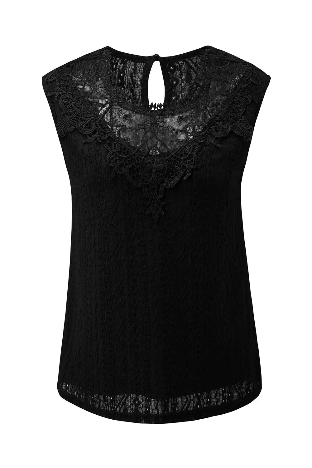 Black Guipure Lace Crochet Keyhole Back Tank Top Dear-Lover Dropshipping