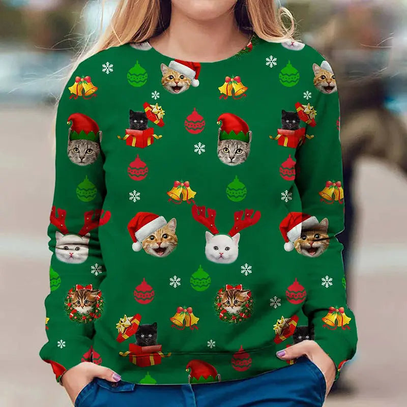 Women's Round Neck Loose Sweatshirt Christmas