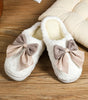White Contrast Bowknot Applique Plush Winter Slippers (Colors May Differ by Batch) Markonline