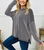 Black Twist Ribbed Exposed Seam Detail Long Sleeve Loose Top Dear-Lover Dropshipping