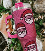 Rose Red Christmas Santa Claus Diamond Thermos Cup with Straw 40oz Dear-Lover Dropshipping