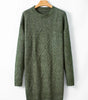 Mist Green Cable Knit Drop Shoulder Loose Fit Sweater Dress Dear-Lover Dropshipping