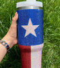 Dark Blue American Flag Star Full Rhinestone Handle Tumbler 40oz Dear-Lover Dropshipping