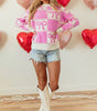 Pink Bow Knot Two Tone Checkered Crew Neck Sweater Dear-Lover Dropshipping