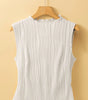 White Solid Color Wavy Textured Round Neck Tank Top Dear-Lover Dropshipping