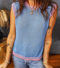 Sky Blue Contrast Trim Round Neck Sleeveless Sweater Dear-Lover Dropshipping