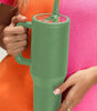 Dark Green Frosted Stainless Handle Large Vacuum Cup with Straw 40oz Dear-Lover Dropshipping