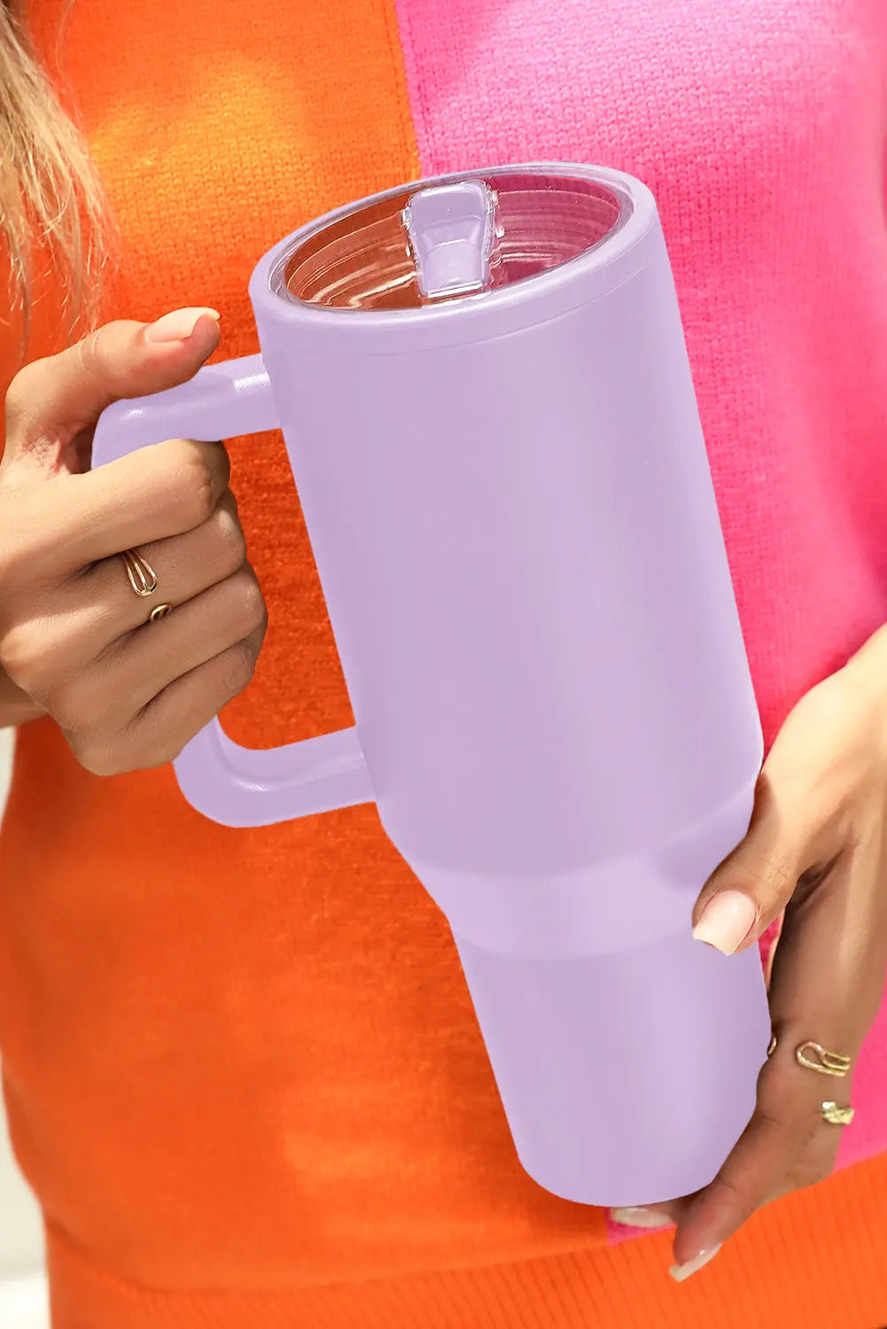 Orchid Petal Frosted Stainless Handle Large Vacuum Cup with Straw 40oz Dear-Lover Dropshipping