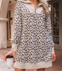 Khaki Leopard Print Zip up Collar Patchwork Shift Mini Dress Markonline