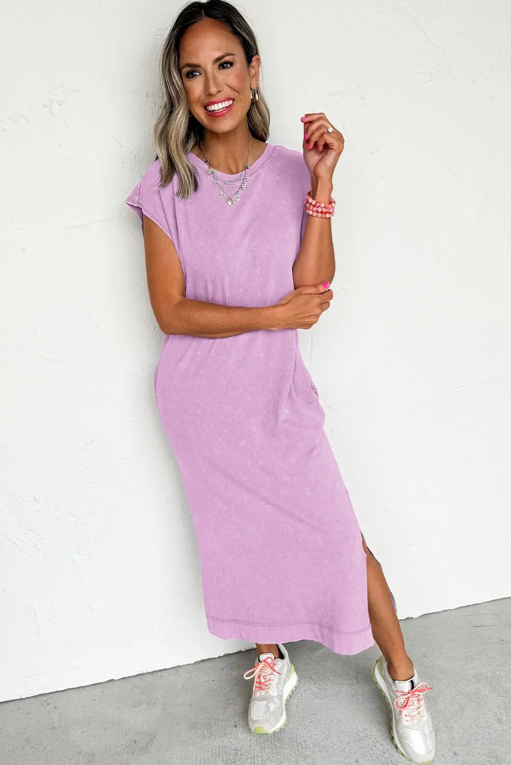 Wisteria Mineral Wash Pocketed T-shirt Long Dress Markonline