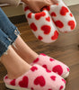 Fiery Red Valentines Heart Shape Winter Fuzzy Slippers Markonline