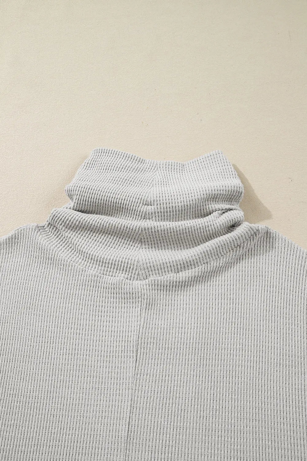 Light Grey Textured Knit Drawstring Cowl Neck Oversize Top with Side Slits Dear-Lover Dropshipping