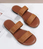 Chestnut Braided Double Band Leathered Flat Slippers Markonline