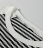 Black Stripe Textured Knit Contrast Hollowed Lace Patchwork Long Sleeve Top Dear-Lover Dropshipping