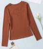 Brown Ribbed Peekaboo Cutout Long Sleeve Top Dear-Lover Dropshipping