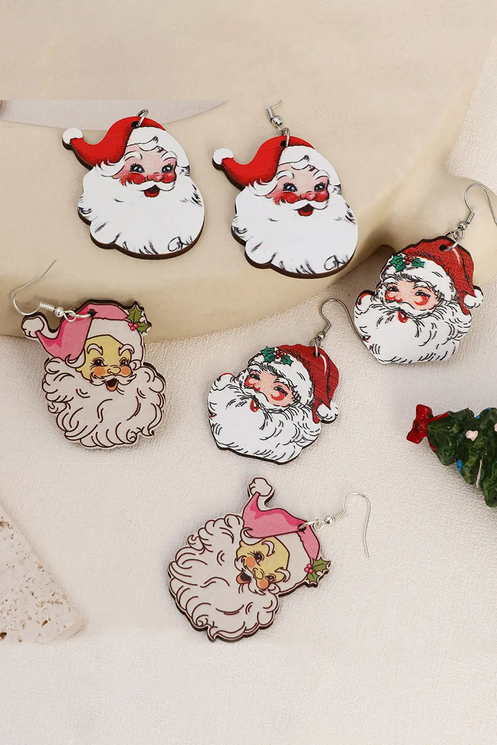 White 3 Pairs Christmas Santa Clause Pendant Hook Earrings Dear-Lover Dropshipping