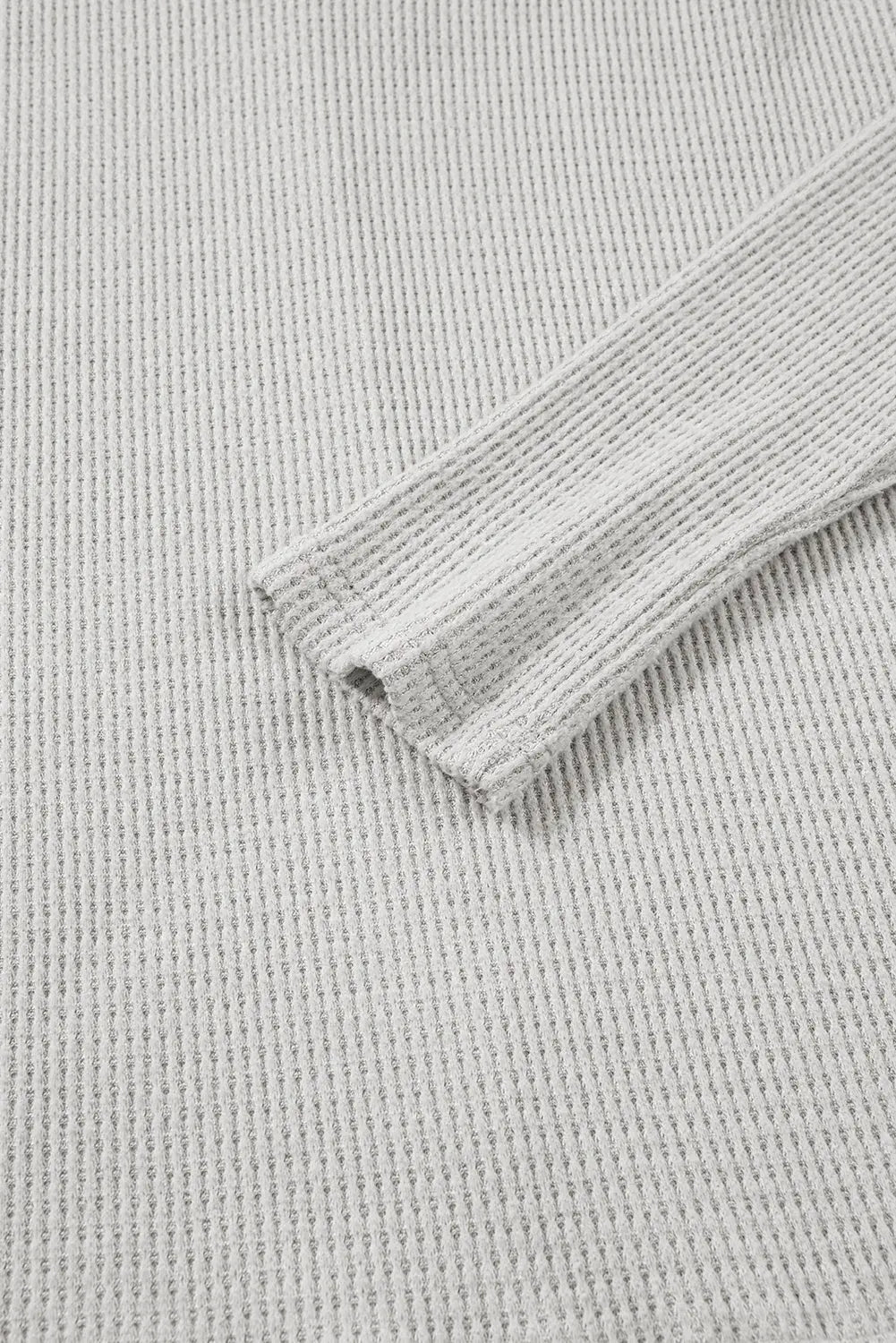 Light Grey Textured Knit Drawstring Cowl Neck Oversize Top with Side Slits Markonline