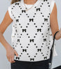 White Bow Pattern Buttoned Side Cropped Sweater Vest Dear-Lover Dropshipping