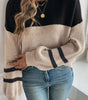 Parchment Color Block Knit Striped Sleeve Detail Casual Sweater Dear-Lover Dropshipping