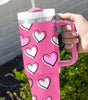 Rose Red Valentines Heart Printed Thermos Cup with Handle 40oz Dear-Lover Dropshipping