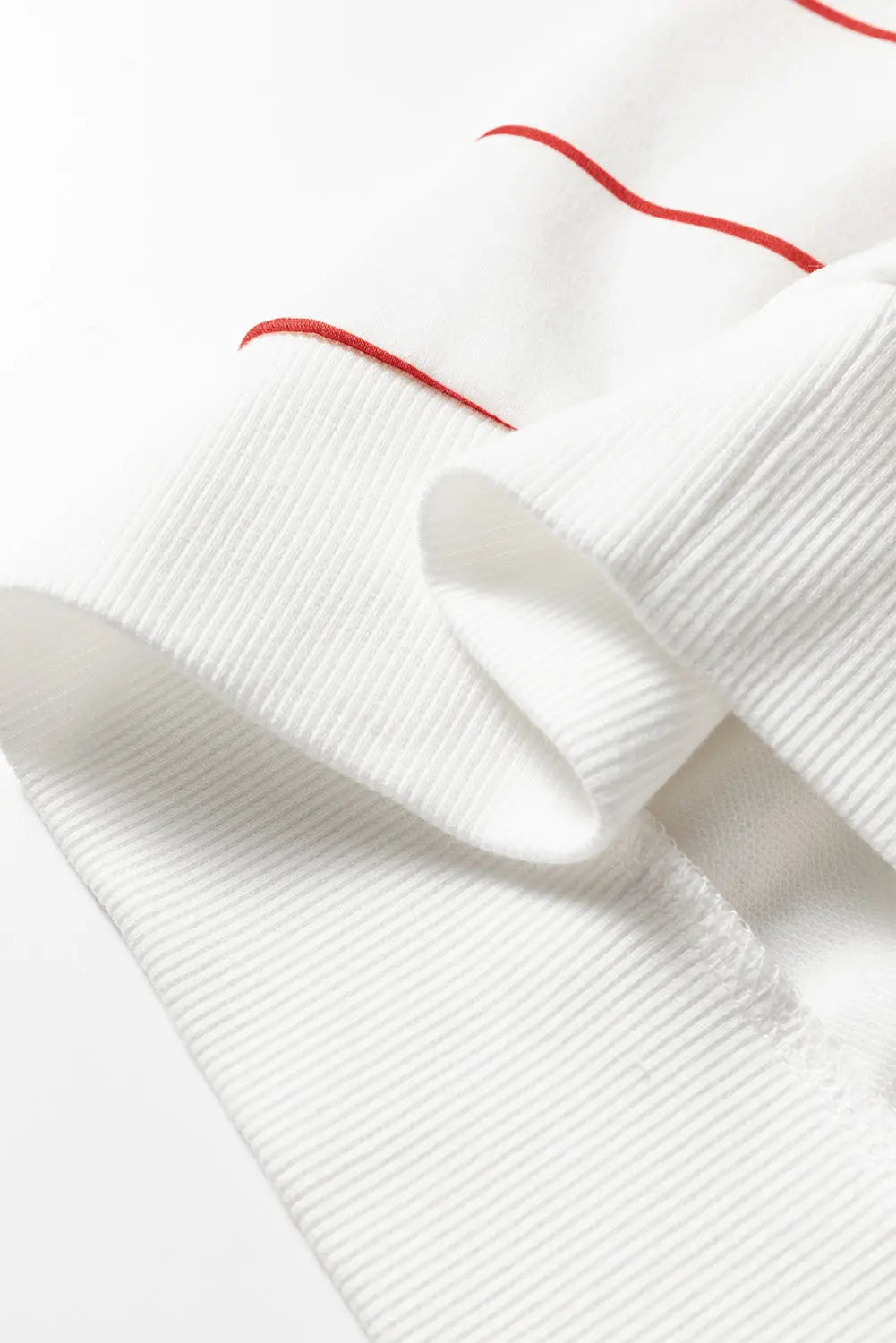 Fiery Red Zip V Neck Casual Stripe Print Drop Shoulder Long Sleeve Top Markonline