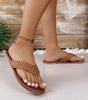 Chestnut Braided Strap PU Leather Flip Flop Dear-Lover Dropshipping