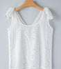 White Embroidery Patterned Knotted Straps V Neck Tank Top Dear-Lover Dropshipping